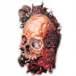 Tatoo temporaire crâne et roses