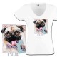 Tee shirt personnalisé de strass "Pug Selfie"
