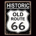Plaque Métal Vintage "Historic Old Road 66"
