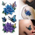 Tattoo temporaire "Fleurs bleues et papillons"